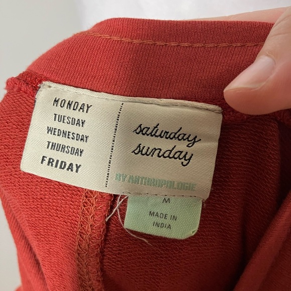 Anthropology Saturday Sunday Midi Dress Sz M Burnt Orange Pockets Cotton Beach - Picture 5 of 9
